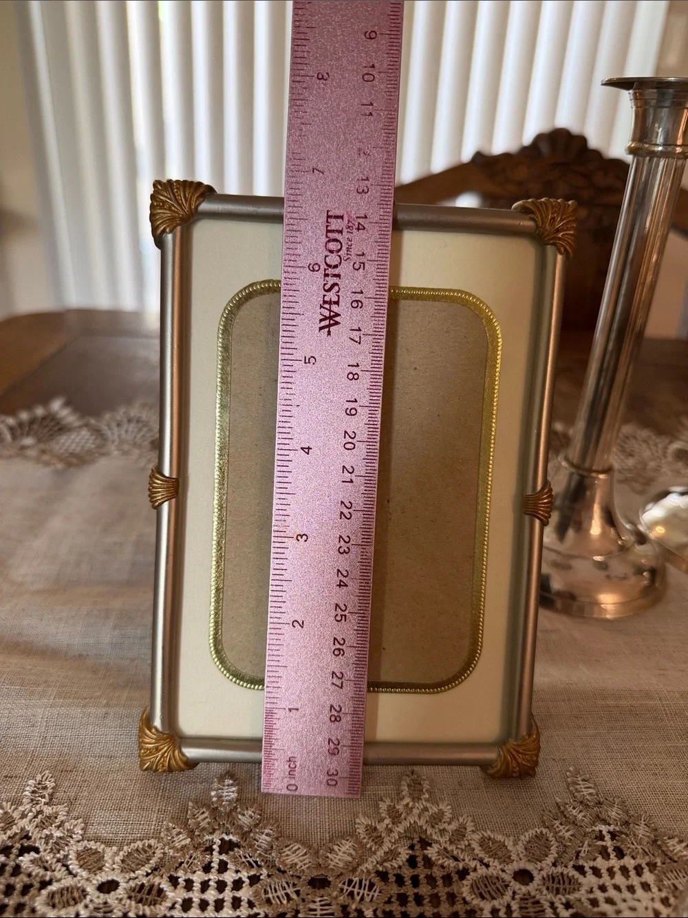 Rare Vintage MCM Hollywood Regency Silver & Gold Filigree Picture Frame